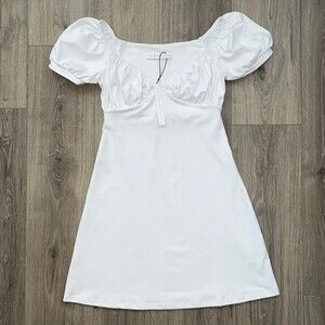 SUSANA MONACO Babydoll Mini Dress Small White Empire Waist Cottagecore Coquette